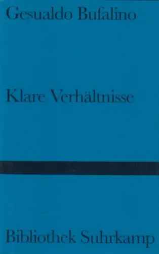Buch: Klare Verhältnisse, Bufalino, Gesualdo, 1995, Suhrkamp Verlag, Roman