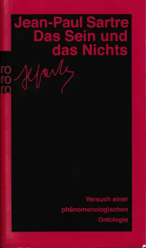 Buch: Das Sein und das Nichts, Sartre, Jean-Paul. Rororo, 2019