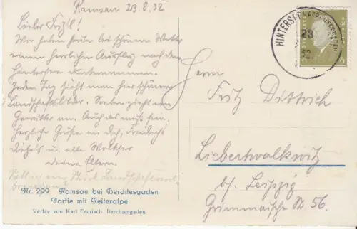 AK Ramsau bei Berchtesgaden. Partie mit Reiteralpe, ca. 1932, Karl Ermisch