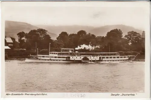 AK Köln-Düsseldorfer Rheindampfschifffahrt - Dampfer Drachenfels, ca. 1930