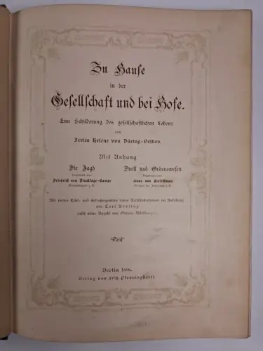 Buch: Zu Hause in der Gesellschaft und bei Hofe, Helene von Düring-Oetken, 1896