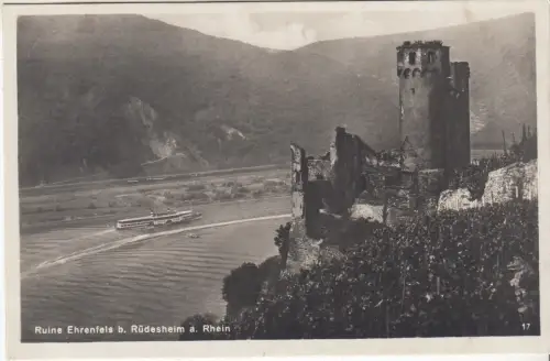 AK Ruine Ehrenfels b. Rüdesheim a. Rhein, ca. 1930, Karl Fischer, Postkarte