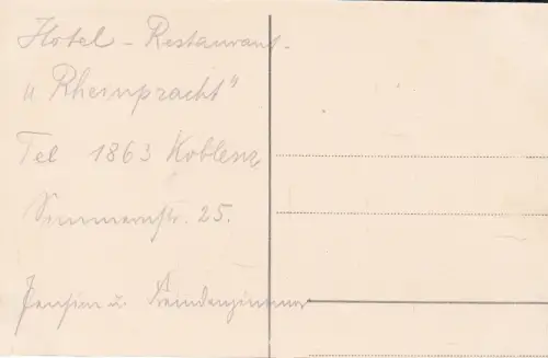 AK Hotel Rheinpracht, ca. 1930, Postkarte, ungelaufen, gebraucht, gut