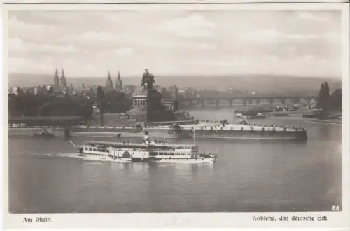 AK Am Rhein. Koblenz, das deutsche Eck, ca. 1930, F. Kratz, Postkarte, Fotokarte