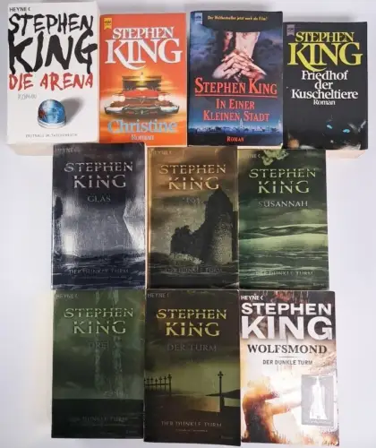 10 Bücher Stephen King: Sunset; Christine, Susannah, Wolfsmond, Drei, Der Turm..