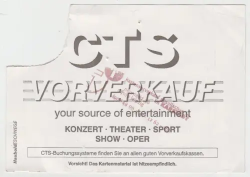 Ticket: The Rolling Stones Ticket 001, 28. August 1998, Festwiese Leipzig