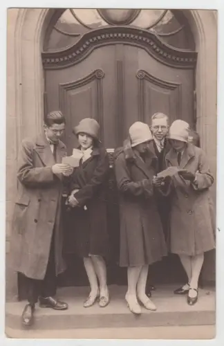 AK Gruppenfoto am Naschmarkt Leipzig, 1928, Fotografie, Postkarte, vintage