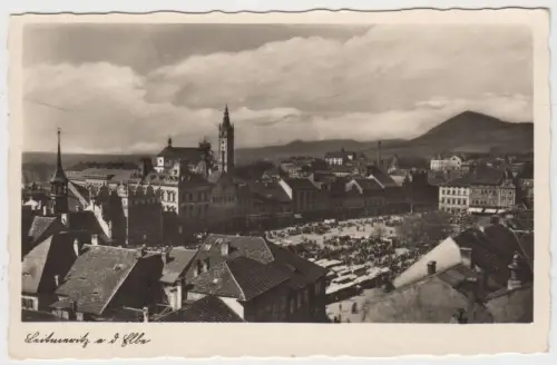 AK Leitmeritz a. d. Elbe, J. J. Schweizer, Litomerice, Postkarte, gelaufen