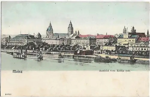 AK Mainz. Ansicht vom Rhein aus. ca. 1930, Postkarte. Serien Nr, ca. 1930