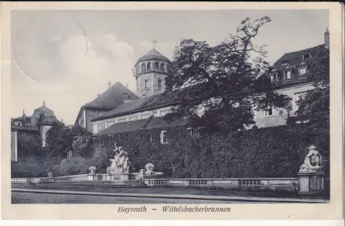 AK Bayreuth - Wittelsbacherbrunnen, ca. 1927, Postkarte, gebraucht, gut