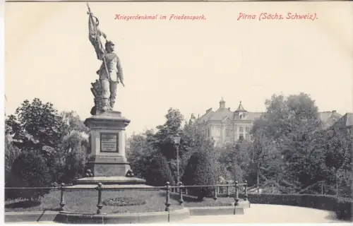 AK Kriegerdenkmal im Friedenspark. Pirna (Sächs. Schweiz), ca 1925, Brück & Sohn