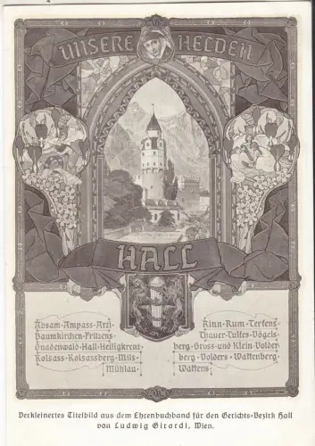 AK Hall, Unsere Helden, Ehrenbuchband...Gerichts-Bezirk Hall von Ludwig Girardi