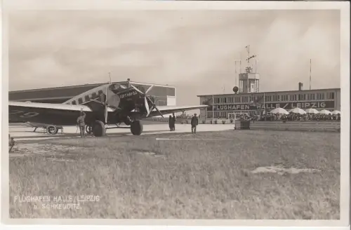AK Flughafen Halle/Leipzig b. Schkeuditz, ca. 1929, Bruno Kössler, Postkarte