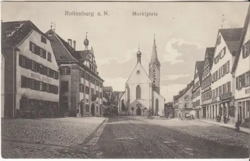 AK Rottenburg a. N. Marktplatz, ca. 1930, W. Bader, Postkarte, gelaufen, gut