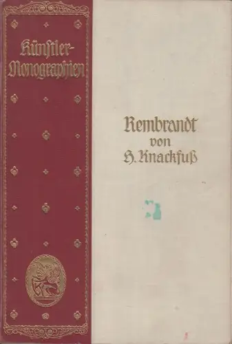 Buch: Rembrandt, H. Knackfuß, Künstler-Monographien, 1915, Velhagen & Klasing