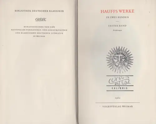Buch: Wilhelm Hauffs Werke in zwei Bänden, 1960, Bibliothek Deutscher Klassiker