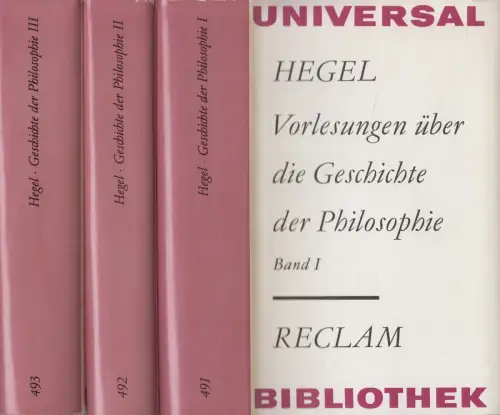 Buch: Vorlesungen über die Geschichte der Philosophie, Hegel. 1982, RUB, 3 Bände