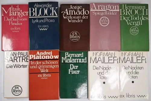 10 Bände ex libris DDR Volk und Welt, Manger, Block, Amado, Aragon, Broch ...