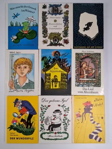 9x Die kleinen Trompeterbücher, Der Kinderbuchverlag, Frosch, Bootsmann, Angeln