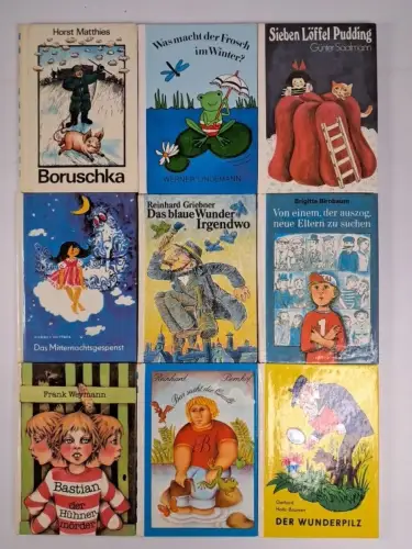 9x Die kleinen Trompeterbücher, Der Kinderbuchverlag, Pudding, Boruschka, Frosch