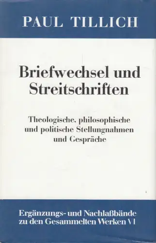 Buch: Briefwechsel und Streitschriften, Tillich, Paul, 1983, sehr gut