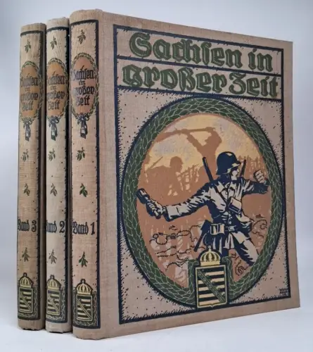 Buch: Sachsen in großer Zeit 1-3, J. E. Hottenroth, 1918, Lippold, 3 Bände
