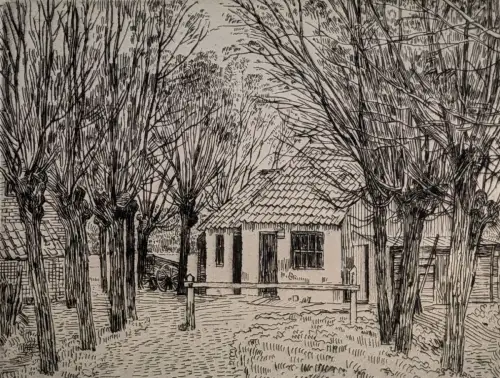 Original-Radierung: Dorfstrasse, Paul Baum, 1925, Bruno Cassirer, Ansicht