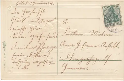 AK Sonnig sei dein Weg durch's neue Jahr, ca. 1910, Postkarte, gelaufen, gut