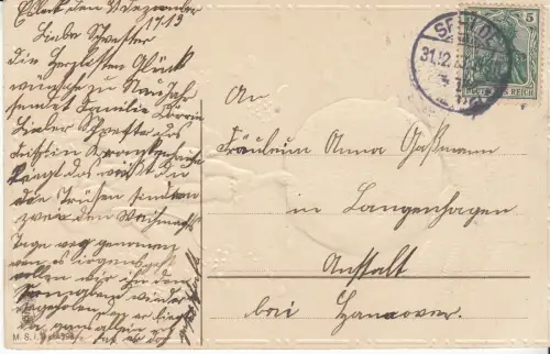 AK Fröhliches Neujahr! Junge auf einem Schneeball, ca. 1913, Postkarte, v