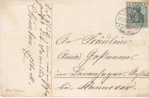 AK Ein glückliches neues Jahr 1910. Lieferjunge mit Paket und Blumen, 1910