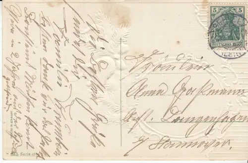 AK Fröhliche Weihnachten. Rehe, Glocke mit Tannenzweig, ca. 1911, Postkarte