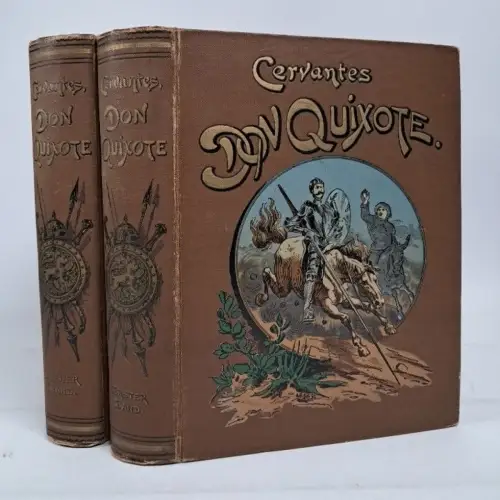 Buch: Don Quixote von La Mancha, Cervantes Saavedra. 1892, Rieger, 2 Bände