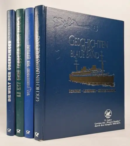 4 Bände Postwesen und Briefmarken, Schifffahrt, Zeppelin, Luftfahrt, Post AG