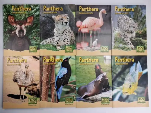 8 Hefte Panthera Jahresbericht 2014-2021, Zoo Leipzig, gebraucht, sehr gut