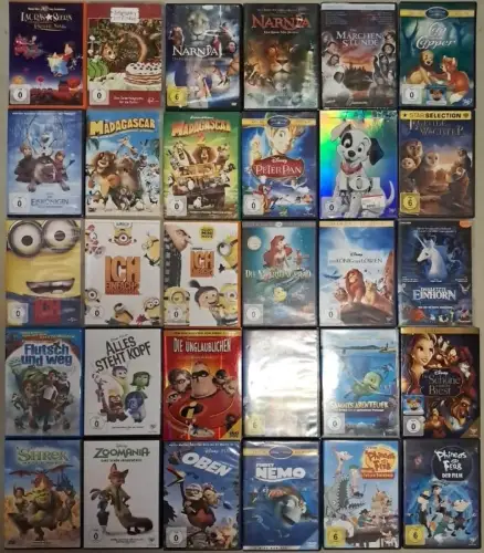 30 DVDs Kinderfilme: König der Löwen, Die Schöne und das Biest, Nemo, Narnia...