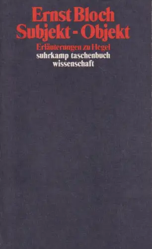 Buch: Subjekt-Objekt, Bloch, Ernst, 1985, Suhrkamp, gebraucht, gut