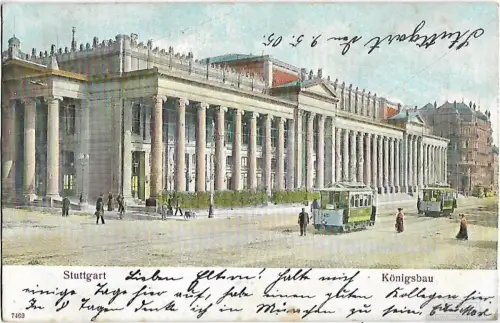 AK Stuttgart. Königsbau. Prägedruck. ca. 1905, Postkarte. Serien-Nr, ca. 1905