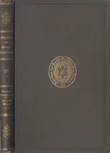 Buch: Schriften der Goethe-Gesellschaft 35, Briefwechsel mit Heinrich Meyer 3