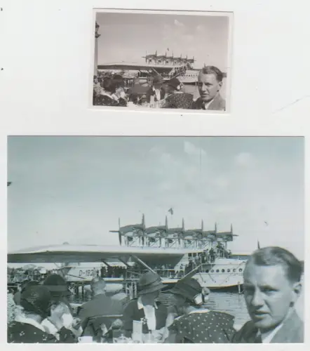 2 Fotografien Dornier Do-X mit Paul Fallscheer, Flugzeug, Flugschiff, 1930er