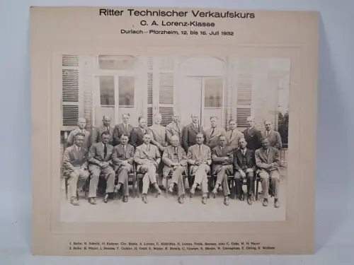 Fotografie: Ritter Technischer Verkaufskurs Lorenz-Klasse Durlach-Pforzheim 1932