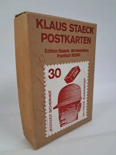 Lot: Postkarten Jederzeit Sicherheit, Klaus Staeck, signiert, 50 Postkarten