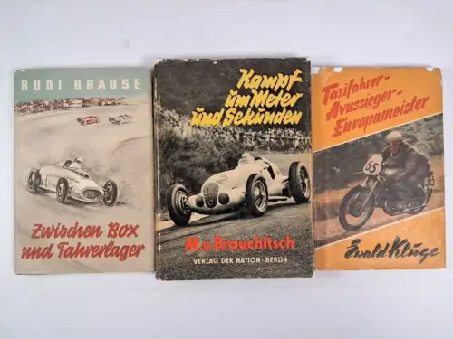 3 Bücher Motorsport, Ewald Kluge, Rudi Krause, M. v. Bauchitsch, Motorrennen