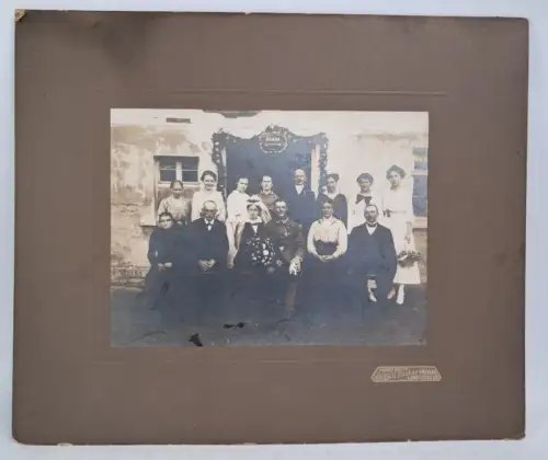 Fotografie: Atelier Emil Fischer, Zwenkau, Groitzsch, Hochzeit um 1900, vintage
