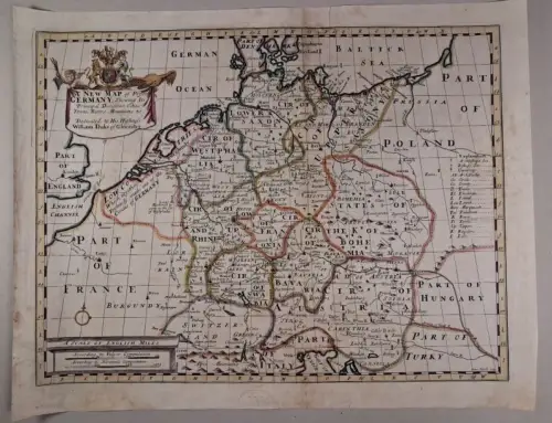 Historische Karte: A New Map of Present Germany, 1701, Wells / Nicholls