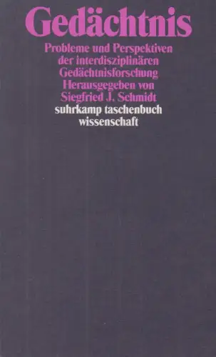 Buch: Gedächtnis, Schmidt, Siegfried J. (Hrsg.), 1991, Suhrkamp Verlag
