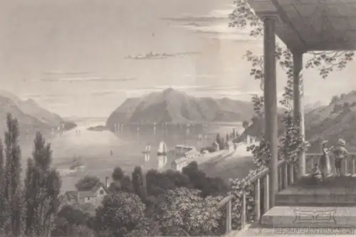 Ansicht des Hudson River. Bey Newburg. aus Meyers Universum, Stahlstich. 1850