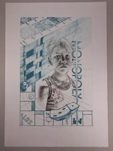 Siebdruck: Zu Geld - Monopoly, Reiner Schwarz, 1990, signiert, Original Grafik