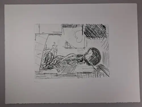 Radierung, Exemplar Nr. 54/100, Dieter Goltzsche, signiert, Original Grafik