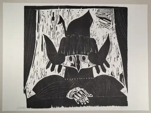 Holzschnitt, Exemplar Nr. 50/100, Christoph Meckel, signiert, Original Grafik