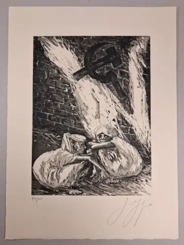 Radierung, Exemplar Nr. 54/100, Günter Grass, signiert, Original Grafik